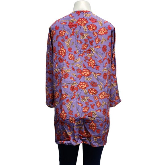 Womens Tunic‎ Open Front Floral Print Polyester - Picture 2 of 9